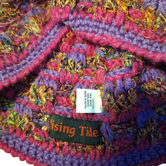 Rising Tide Hand Nepal Knitted Beanie Hat Silk, Cotton and Wool - Picture 2 of 2